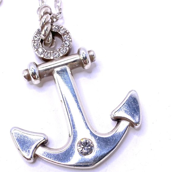 Brighton Ship to Shore long Anchor necklace chain Pendant rhinestone Crystal - Picture 2 of 13